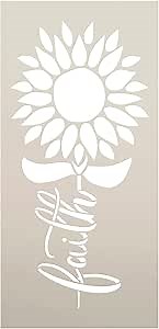 Sunflower Faith Stem Stencil by StudioR12 | DIY Summer Porch Home Decor | Craft & Paint Garden Wood Sign | Reusable Mylar Template | Select Size (13.5 inches x 6.5 inches)