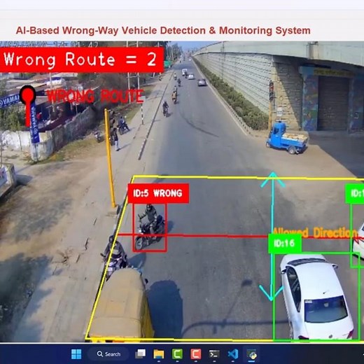 🚨 AI-Powered Wrong-Way Vehicle Detection&Monitoring System Using Computer Vision,DL&Vehicle Tracking