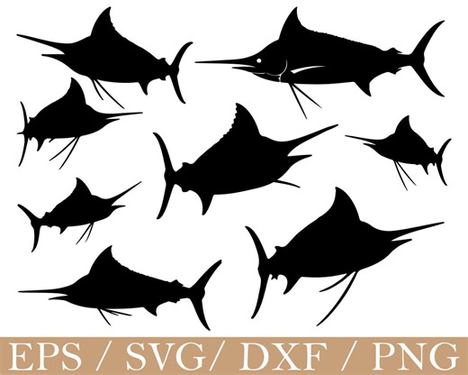 Marlin Fish Svg, Marlin Fish Silhouette, Dxf, Png - Etsy