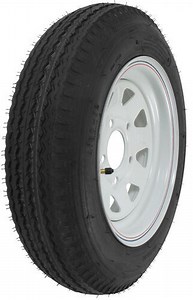 Kenda 4.80-12 Bias Trailer Tire with 12" White Wheel - 5 on 4-1/2 - Load Range C Kenda Trailer Tires