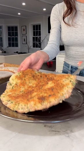 SAVE my LAZY BAKED CHICKEN “MILANESE” for easy and light dinner! Full recipe below. Makes 1, Serves 2 Ground Chicken Patty Ingredients 1 lb ground chicken 92/8 ½ tsp salt ½ tsp onion ½ tsp pepper 3 tbsp chopped parsley 2 tbsp grated parm (optional) ½ egg Breadcrumbs Ingredients ½ cup panko ¼ tsp salt ½ tsp garlic powder 3 tbsp grated parm 2 tbsp dry or fresh parsley 2 tbsp olive oil Salad Ingredients 2 cups arugula ¾ cups cherry tomatoes halved Shaved parmigiano reggiano Balsamic vinaigrette (se