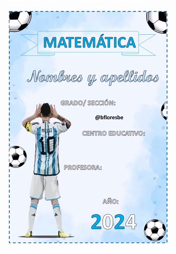 CARATULA MESSI ⚽ Se elaboran caratulas 8 x 5 soles, se envía en PDF🥰 #messi #caratulasescolares #caratulas #añoescolar2024 #backtoschool #regresoaclases2024✏️📚 #primaria