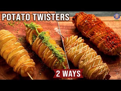 Potato Twisters at Home - 2 ways Baked & Fried | Potato Starters/ Snacks | Potato Spiral Stick