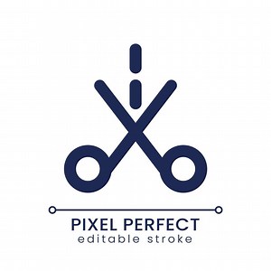 Trim pixel perfect linear ui icon. Video cutter software. Media player. Online crop tool. Change footage. GUI, UX design. Outline isolated user interface element for app and web. Editable stroke