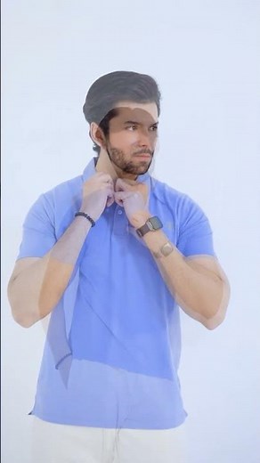 Sky Blue Polo Shirt Outfit for Men | Bold & Bare Polo with Ivory Pants Combo