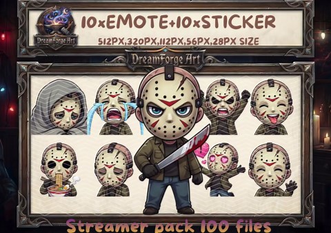 Crystal Lake Slasher Megapack, Hockey Mask Hunter Twitch Emotes, Rusty Machete Horror Discord Stickers, Silent Forest Stalker Graphics - Etsy