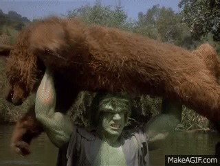 HULK THROWS BEAR AWAY | Incredible Hulk, 1978 on Make a GIF