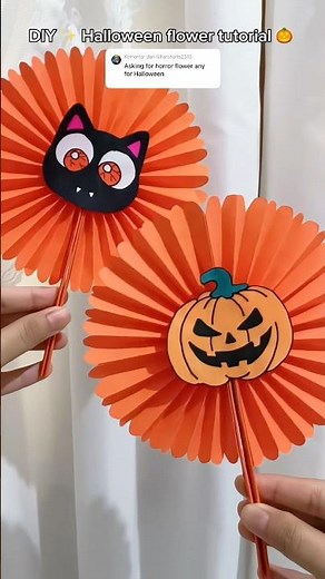 How to make halloween flower 💐 DIY halloween paper flower tutorial ✨🧡🖤 #diy #diycrafts #diyflower