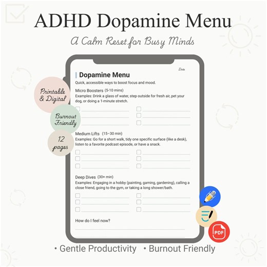 ADHS Kalender 2026 | Dopamin-Menü, Aufgabenliste mit niedriger Energie (Digitaler Download PDF) - Etsy.de