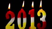 Happy New Year 2013, candles burning, time lapse