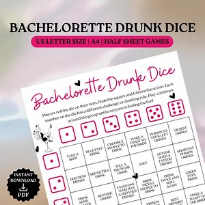 Bachelorette Party Drunk Dice Game Printable Drinking Game for Bride Hen Party Ladies Night Dice Game Nashville Bachelorette Activites - Etsy