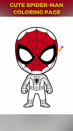 CUTE SPIDER MAN COLORING PAGE #spiderman #art #coloring #drawing #digitalart