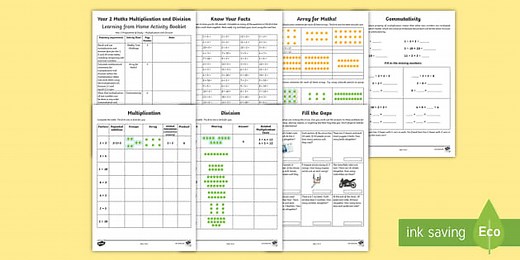 Year 2 Maths Multiplication and Division Home Learning Activity Booklet