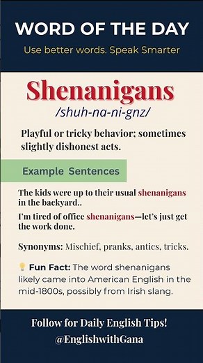 Word of the Day: Shenanigans 🌀 | Meaning & Example in English ‪@EnglishwithGana‬ Speak Smarter