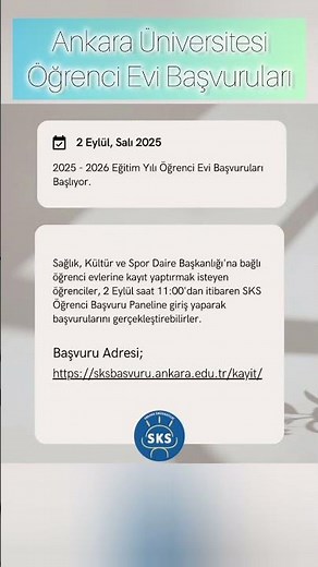 Ankara Üniversitesi 2025 2026 Eğitim Öğretim Yılı Öğrenci Evi Başvuruları Başladı.