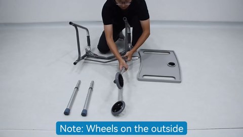 Folding Walker with Tray, 5" Wheels Lightweight Walkers for Seniors and Adults, Supports Up to 350 Pounds, Adjustable Height, Compact Standard Walker, Silver