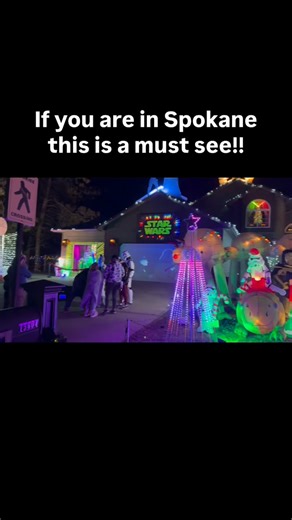 🎄✨ The Star Wars Christmas House in Spokane is a MUST-SEE! 🚀⭐️ If you’re in the Spokane area this holiday season, you have to check out the Star Wars Christmas House! This amazing family has their entire home decked out in Star Wars — from epic characters to over-the-top holiday decorations that make you feel like you stepped into a galaxy far, far away. 🎅🤖 What makes it even better? They often come outside dressed as Stormtroopers and hand out stickers and Star Wars comic books to visitors!