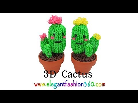 Rainbow Loom Cactus 3D Charms - How to Loom Bands Tutorial by Elegant Fashion 360