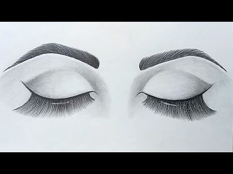 How to draw closed Eyes for beginners //Pencil sketch drawing