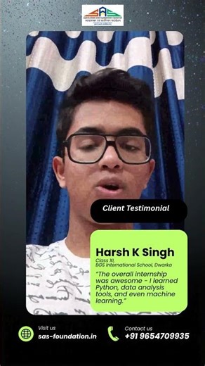 Harsh Kumar Singh's | Python & Data Analytics Internship | SAS Foundation