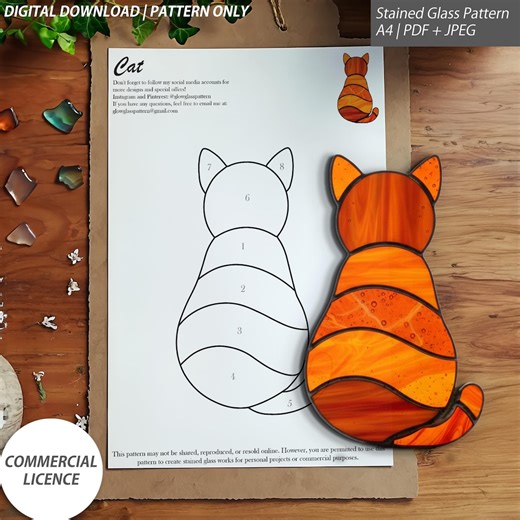 Cat Stained Glass Pattern | DIY Christmas Ornament (digital Download) - Etsy Australia