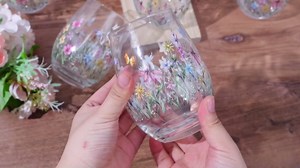 Maxcheck 6 Pcs Spring Stemless Wine Glasses 18 oz Watercolor Wildflower Drinking Glasses Wild Flower Tumbler Cups for Spring Party Supplies Gifts