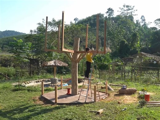 180K views · 2.6K reactions | Incredible single-log pavilion, building a rural farm all by yourself. #Wild #villagelife Construction #Building #repairing Rural Life | Jcb Vlogs | Facebook