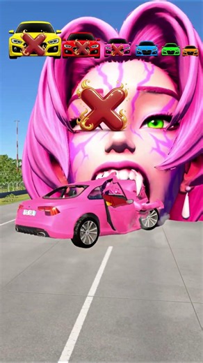 Big and Small Car vs Romance Green Eye demon form - Beamng.Drive #beambeamngdrive #beamng #shorts