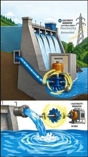How water turns into electricity ⚡💧 Water → Motion → Electricity 🔄 #shorts