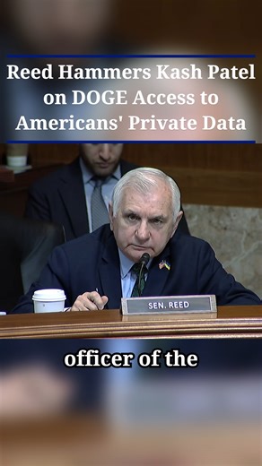500K views · 9.2K reactions | Trump Admin: ignoring privacy rights and civil liberties guardrails while unleashing DOGE coders to collect and centralize Americans’ private data. I gave Trump’s FBI Director multiple opportunities to address unprecedented security risks this poses. He refused. We should all be alarmed. | Senator Jack Reed | Facebook