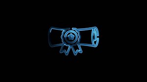 Neon Diploma Scroll Icon with Ribbon Symbolizing Achievement and Certification – Glowing Award and Academic Success Illustration for Education and Recognition Concepts