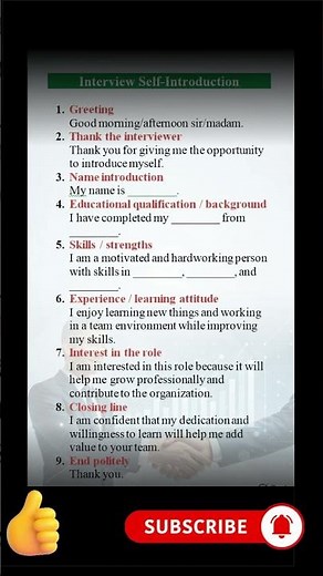 Interview Self Introduction in English | Best Self Introduction Format for Students & Job Interview