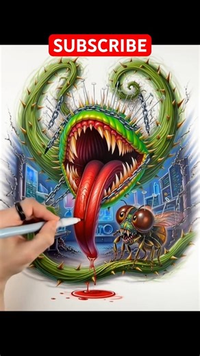 Speed drawing of a mutated fly trap.