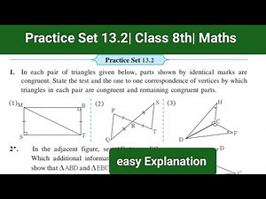 Practice Set 13.2 Class 8th Maths Chapter 13 Congruence Of Triangle