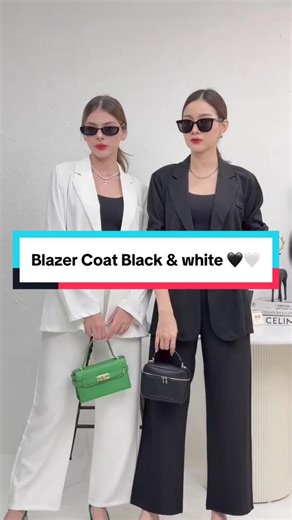 Trendy Black & White Blazer Coat