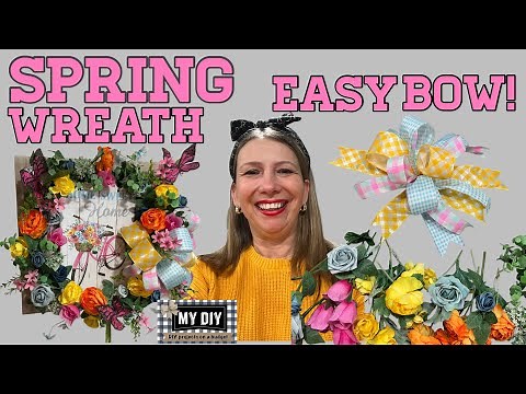 How to make a spring floral wreath? | Grapevine wreath | Easy bow tutorial