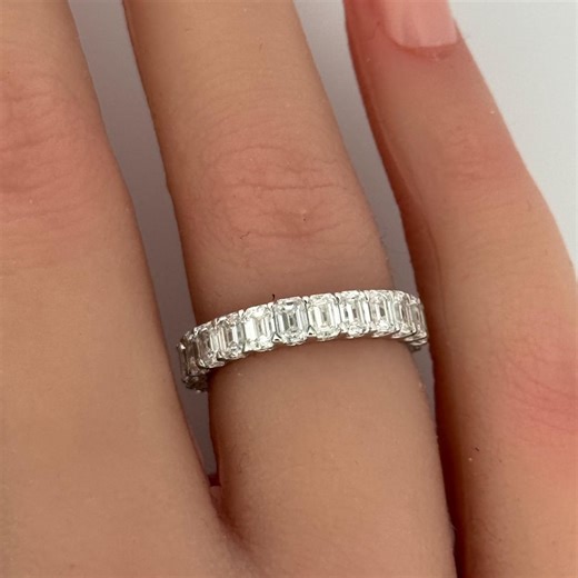 Emerald Cut Lab Grown Diamond Full Eternity Band | Stackable Full Eternity Band in 10K 14K 18K Gold | Gift for Her - Etsy
