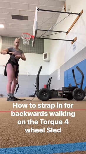 Here is a quick tutorial for walking backwards by strapping into our 4 wheel sled. Backwards walking is so great for improving balance and strengthening despite knee or hip issues | Saginaw YMCA | Facebook
