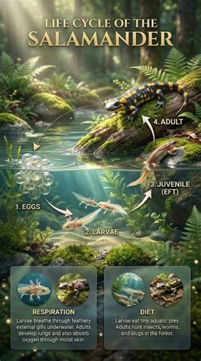 Life Cycle of the Salamander: From Water to Land.