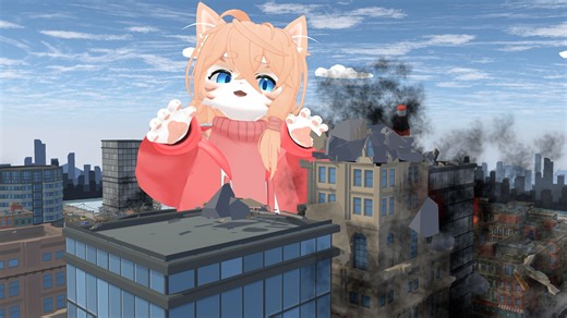 巨大猫猫破坏城市！