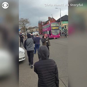 WATCH: Rioters set a bus on fire as protests continue in Belfast, Northern Ireland. The country has seen tensions rise recently due to concerns about Brexit, as well as anger that several politicians who flouted COVID-19 restrictions would not be prosecuted. | CBS News