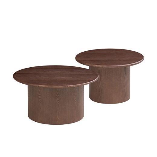 Kevinplus Coffee Table Set of 2, Round Coffee Table for Living Room, Apartment, Leisure Area, Walnut