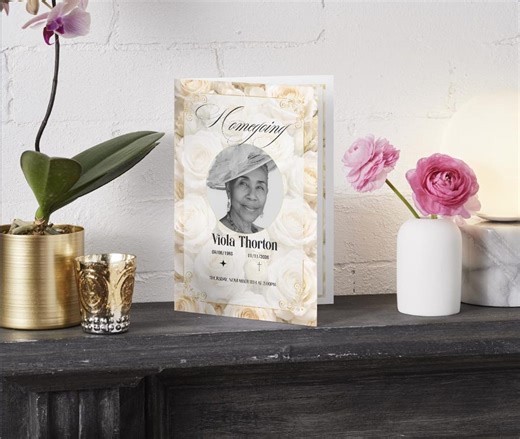 Elegant Funeral Program | Editable and Printable Invite | Memorial Service | Obituary Canva Template - Etsy