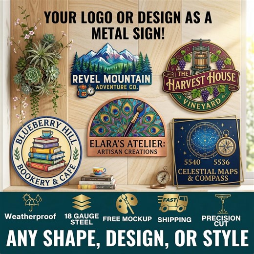 Custom Business Aluminum Logo Metal Sign, Personalized Office Wall Art, Laser Cut Steel Sign for Company - Etsy