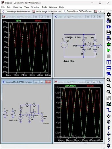วงจรเรียงกระแสเต็มคลื่น บริดจ์ไดโอด เทียบกับ ออปแอมป์ไดโอด