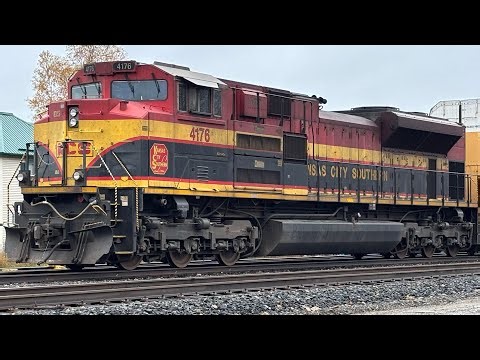 KCS 4176 with CP 3109 and 9353 wait siding for CPKC 7528 mile 58 Missanabie Dog Lake Ontario