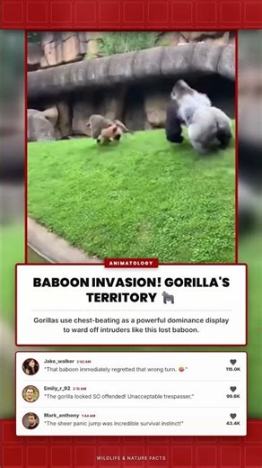 BABOON INVASION! Gorilla's TERRITORY 🦍 — Gorillas use chest-beating as a powerful dominance display