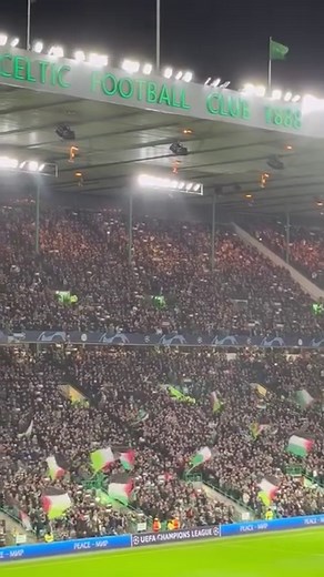 Celtic park on a Champions league night and a sea of Palestine flags 🍀🇵🇸 | FC Palestina