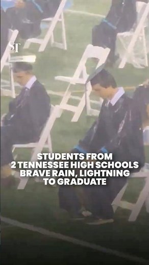 Students from 2 US high schools graduate amid heavy downpour, lightning