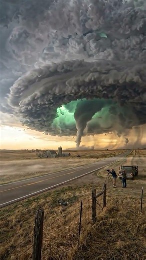 A Tornado Beneath an Alien Sky 🌪️💚